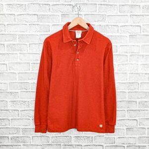 ARMOR LUX Men's Long Sleeve Polo Shirt in Orange Cotton size Small